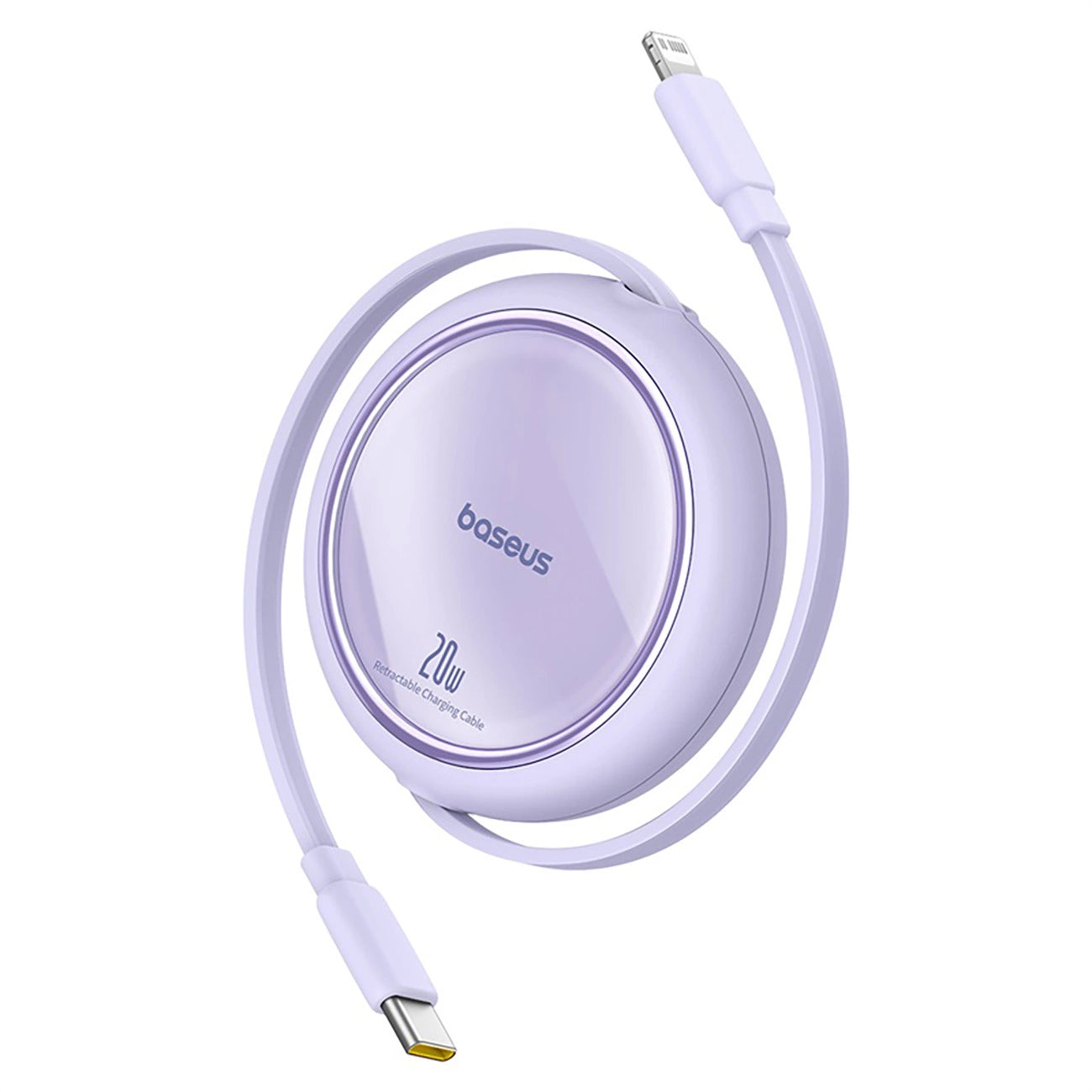 Baseus 20W Free2Pull Both-Way Retractable Type-C to Lightning Fast Charging Data Cable 1M - white