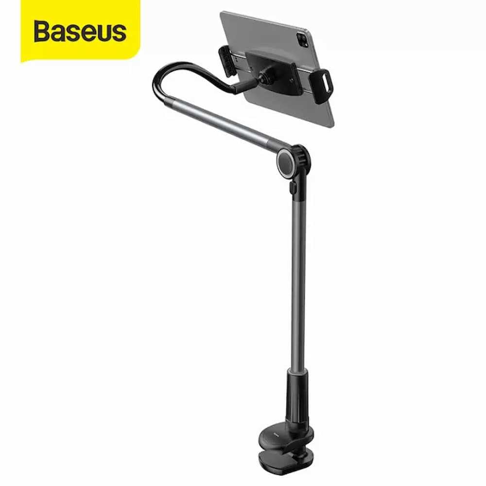Baseus Phone Holder Adjustable Long Arm Lazy Phone Holder Clip Foldable Desk Tablet Mount Holder Stand-Gray