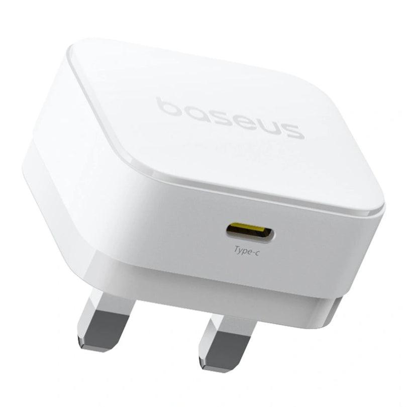 Baseus Palm 20W PD Type-C Fast Charging Wall Charger - Ultra Fast USB-C Charger with UK Plug - white