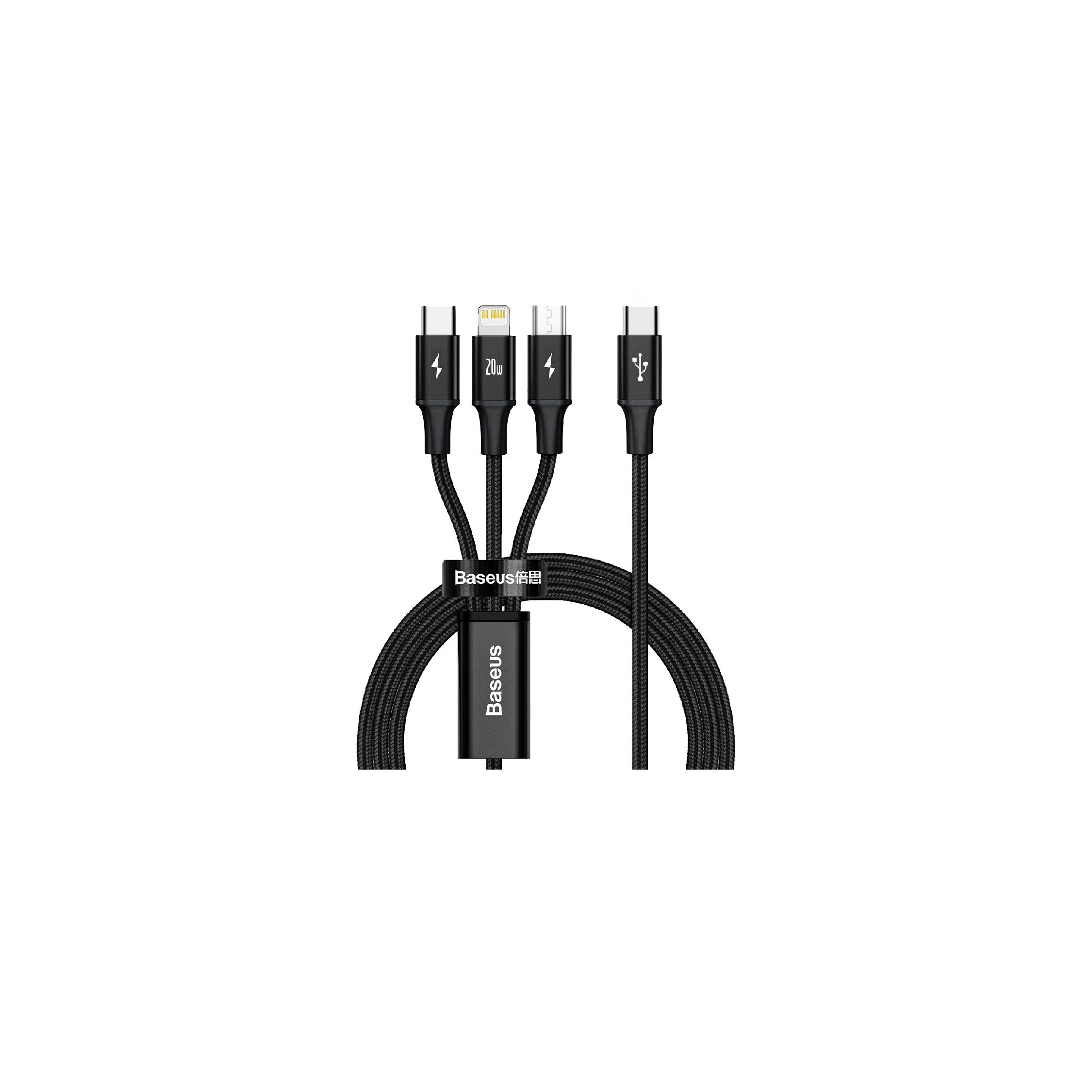 Baseus Rapid Series 3-in-1 Fast Charging Data Cable Type-C to C+L+C PD 20W 1.5m