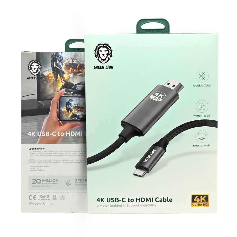 Green Lion 4K USB-C to HDMI Adapter Cable - Black