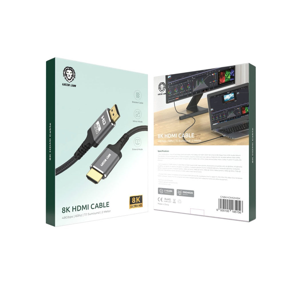 Green Lion 8k HDMI to HDMI 2m - Black