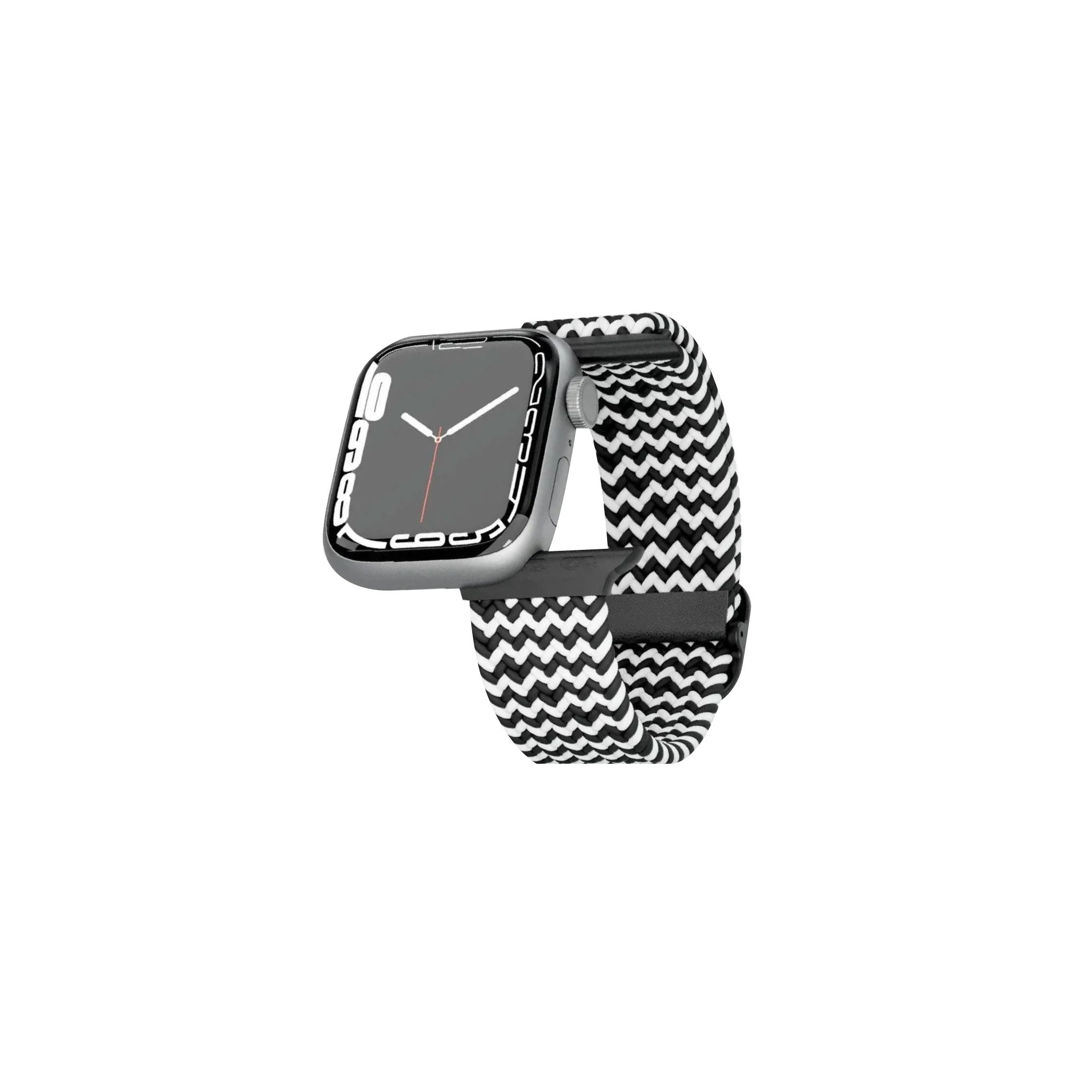 Levelo Crisben nylon Watch Strap for Apple Watch 45/49 black and white