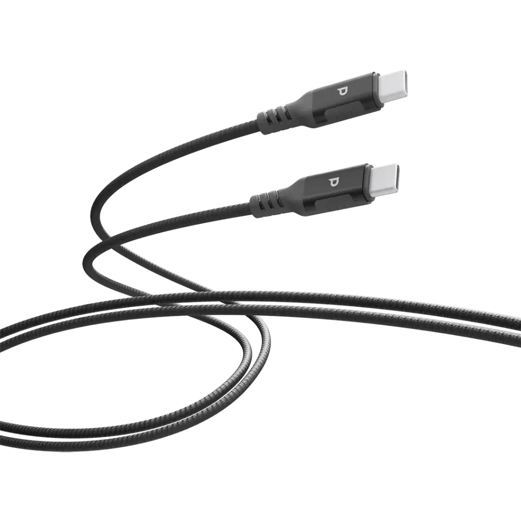 Powerology 100W USB-C to USB-C V3.1 5G Metal Plug Nylon Braided Cable 3 Meter - Dark Gre y