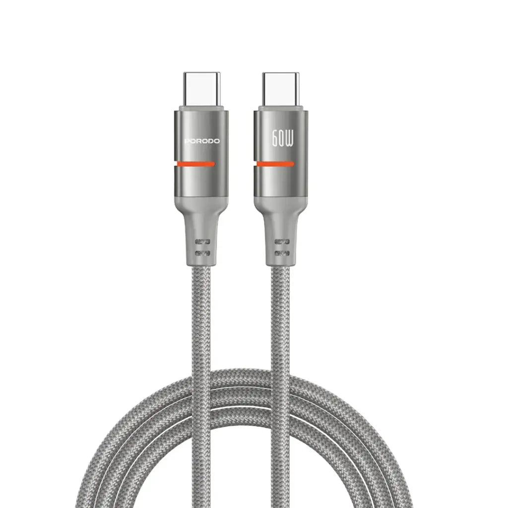 Porodo 60W Type-C braided Cable 3M-Grey
