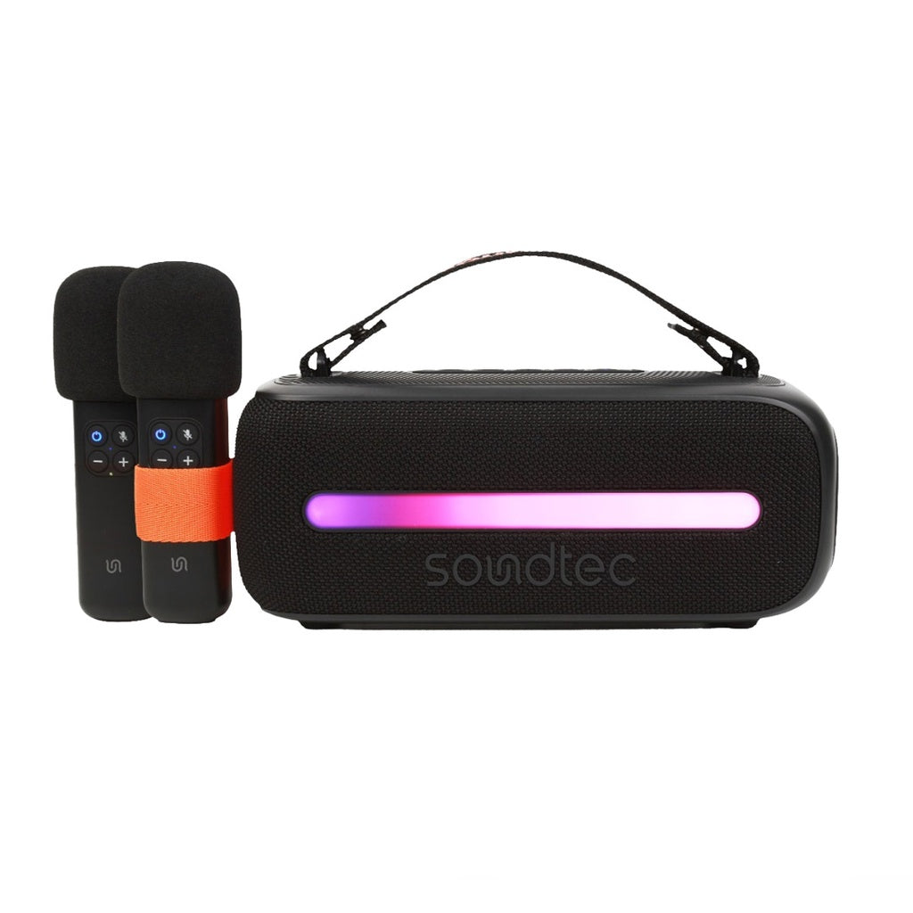 Porodo Soundtec 14W Speaker with Dual Wireless Microphone - Black