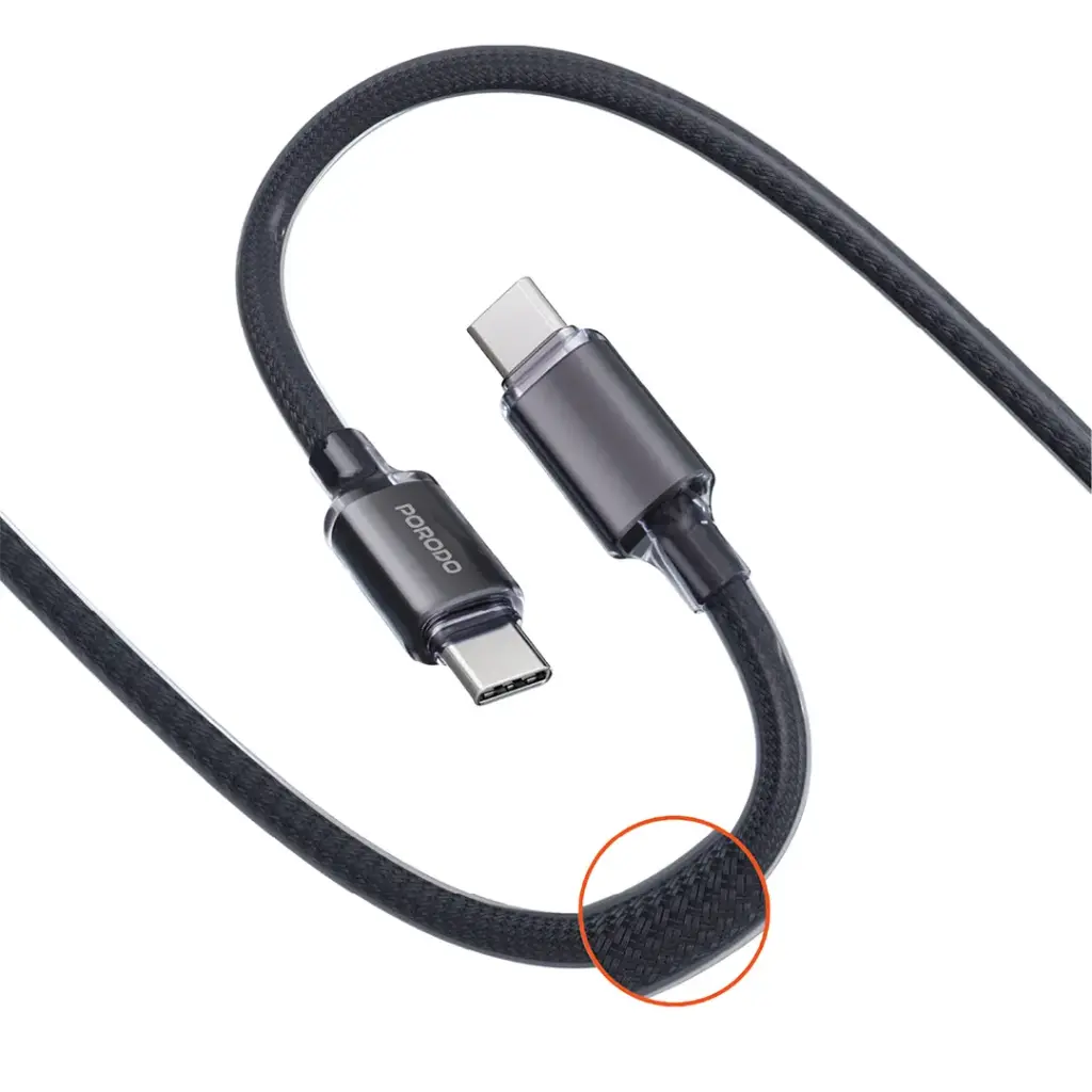 Porodo USB-C To USB_C Braided Cable-Black