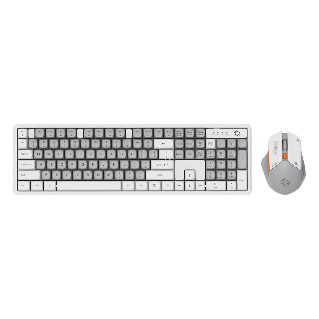 Porodo Gaming Wireless Keyboard Mouse Set 2.4GHz 1600 DPI White B