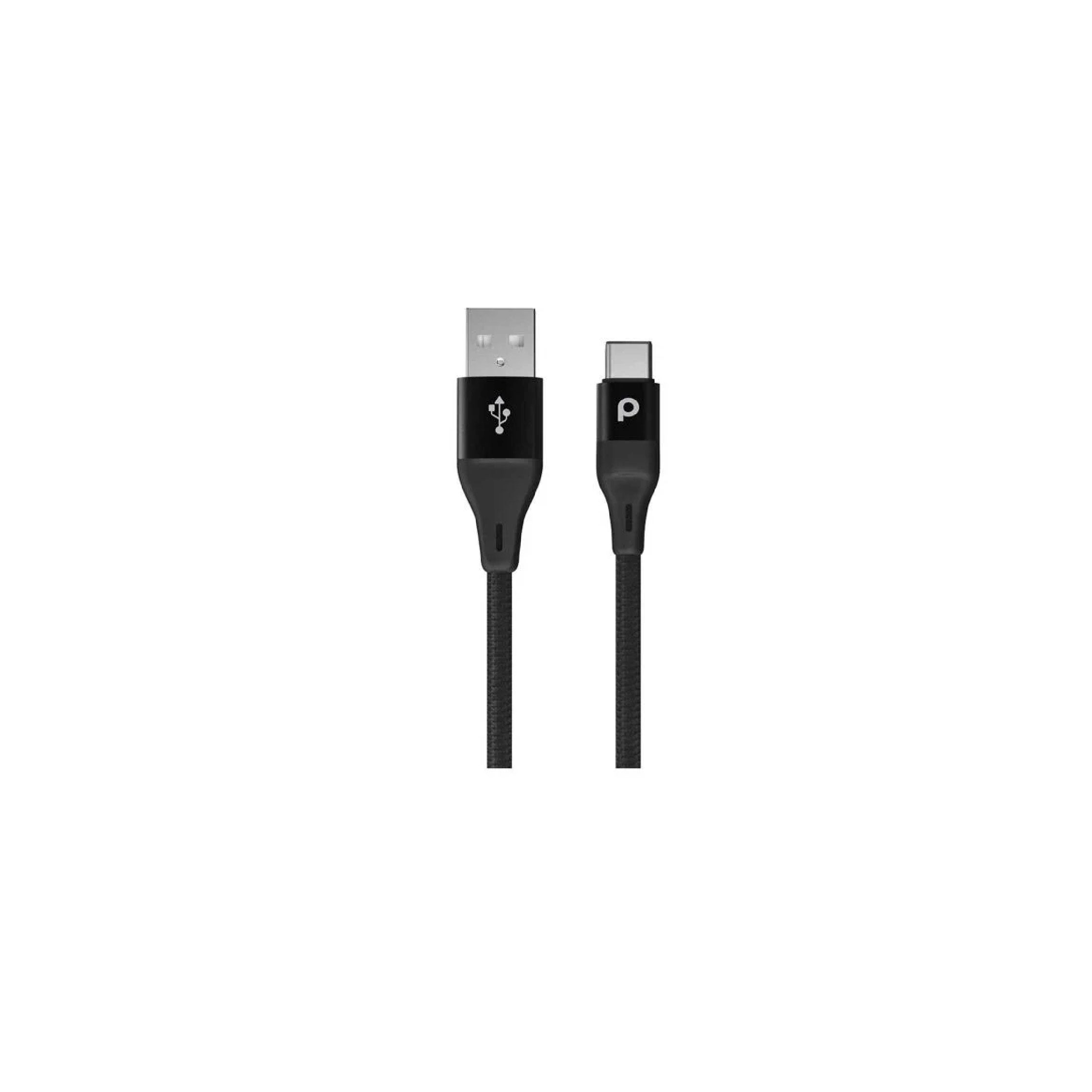 Porodo Aluminum Braided USB-C to USBA 2.2m - Black