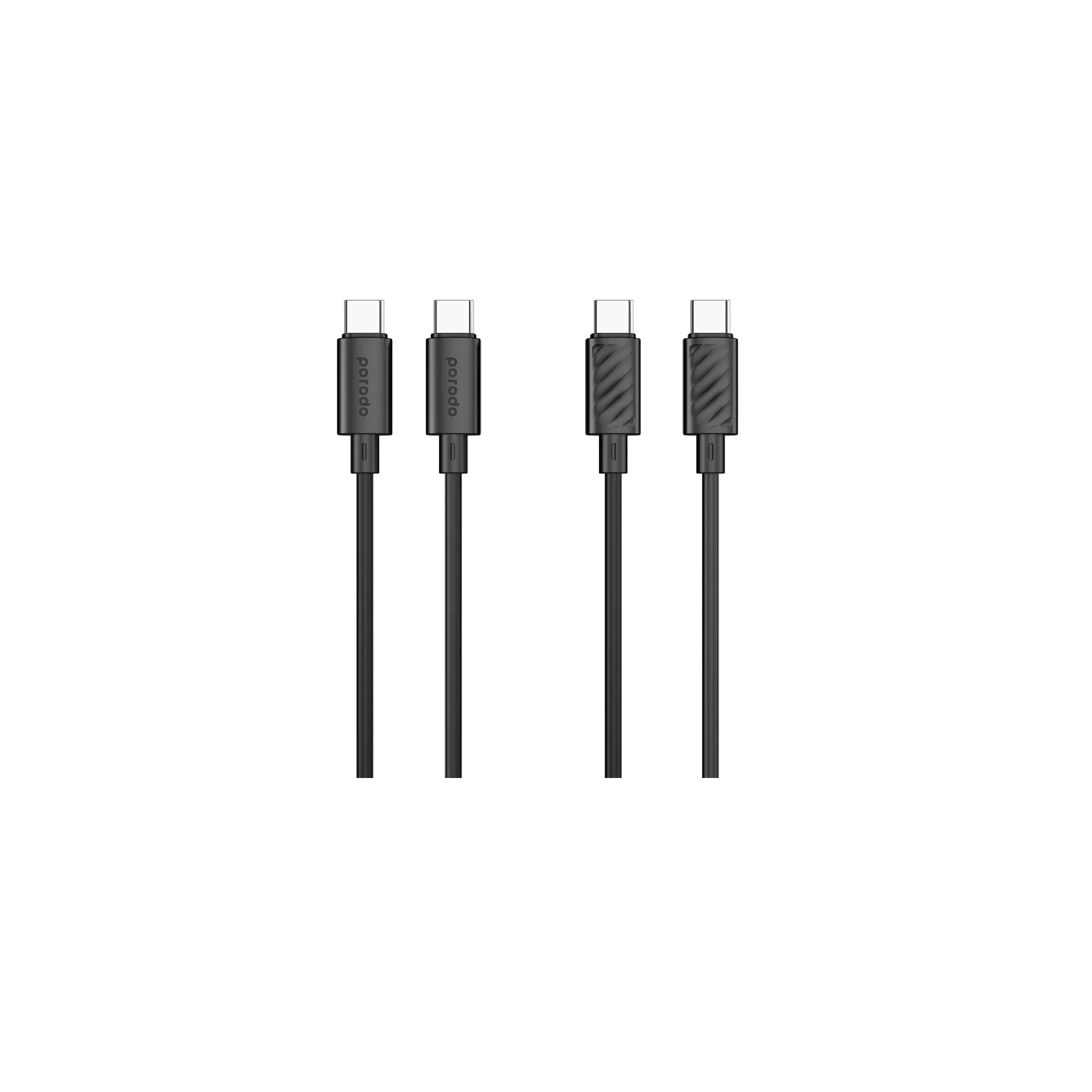 Porodo Blue 60W PD Type C to C PVC Cable 1.2M - Black