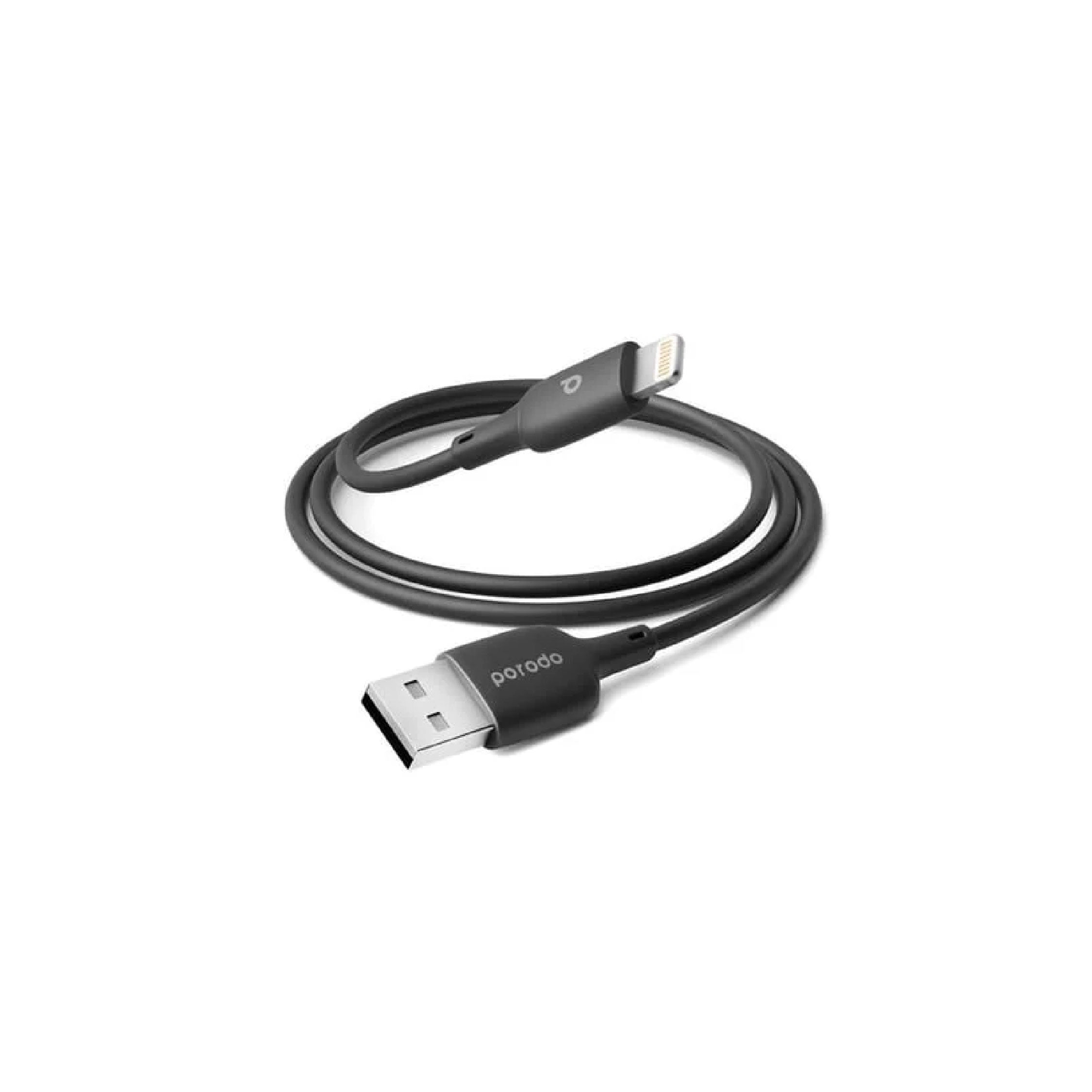 Porodo Blue PVC usba to Lightning Cable 1M 2.4A - Black