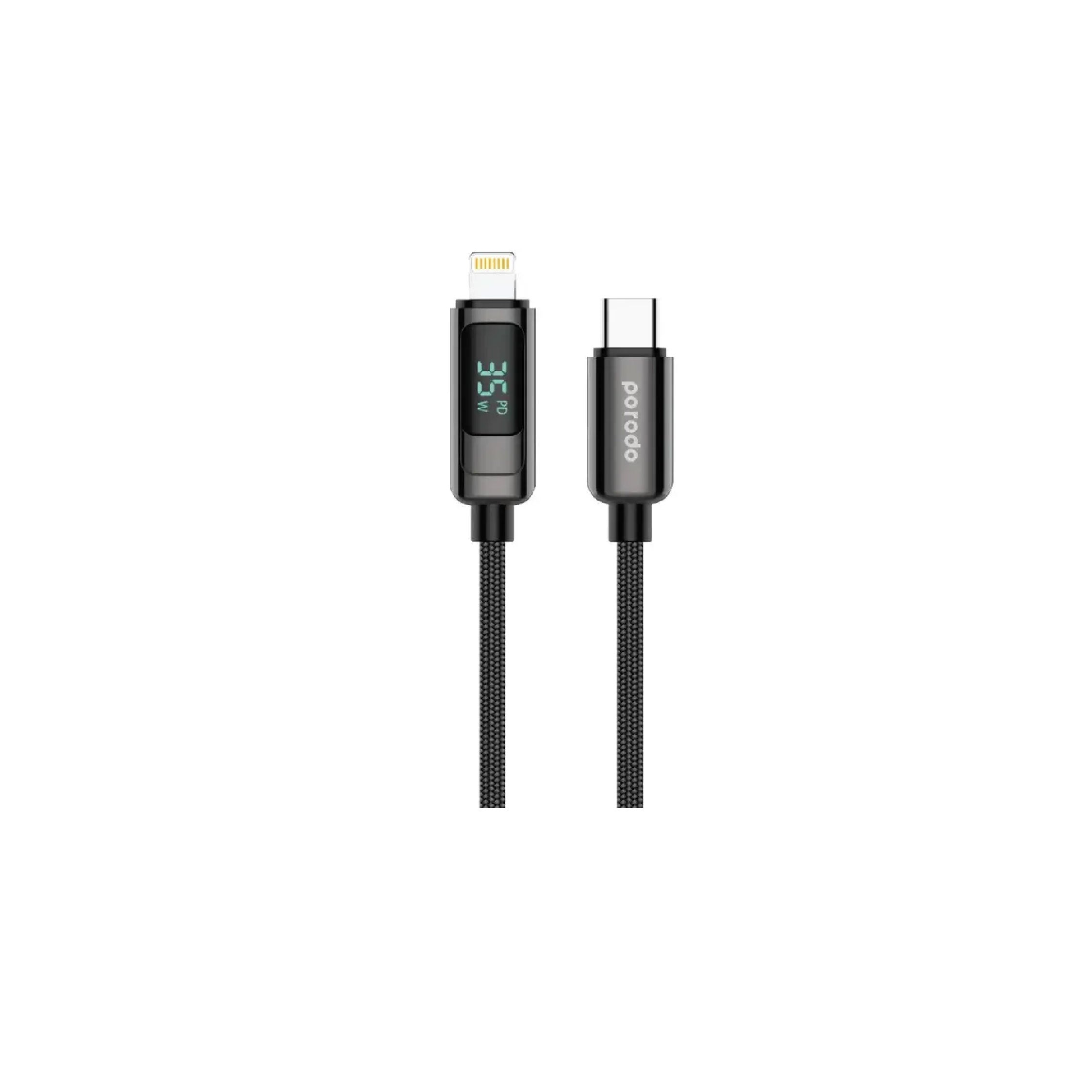 Porodo Braided USB-C to Lightening with Display - 1.2m