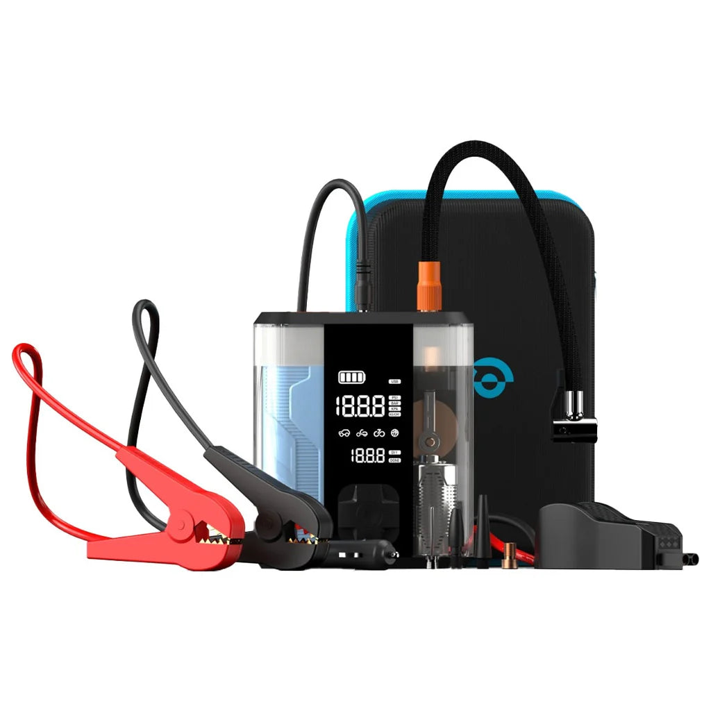 Powerology 8800mAh Multi Functional Jump Starter with Tire Inflator - Transparent