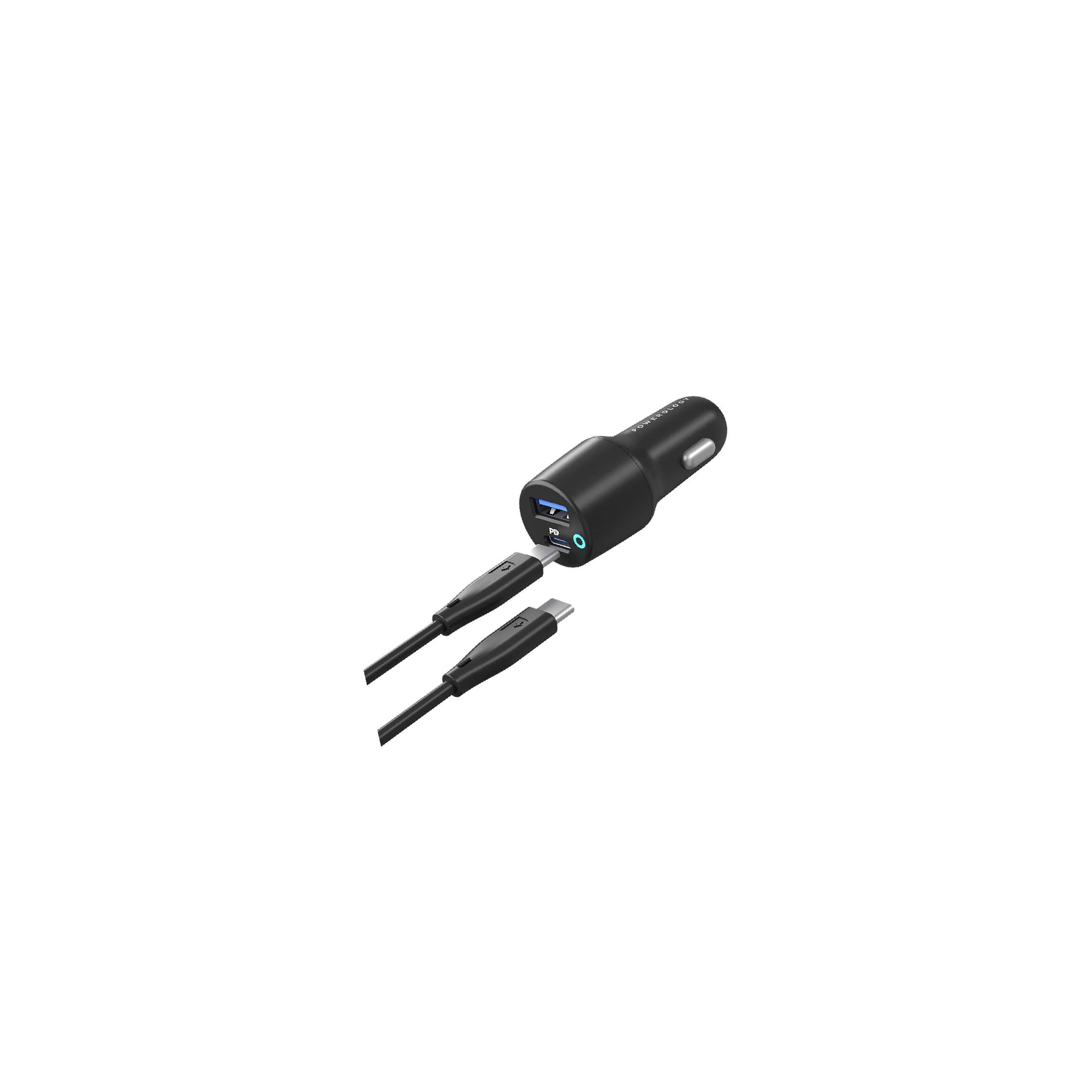 Powerology Ultra-Quick Car Charger 53w With Cable - Black