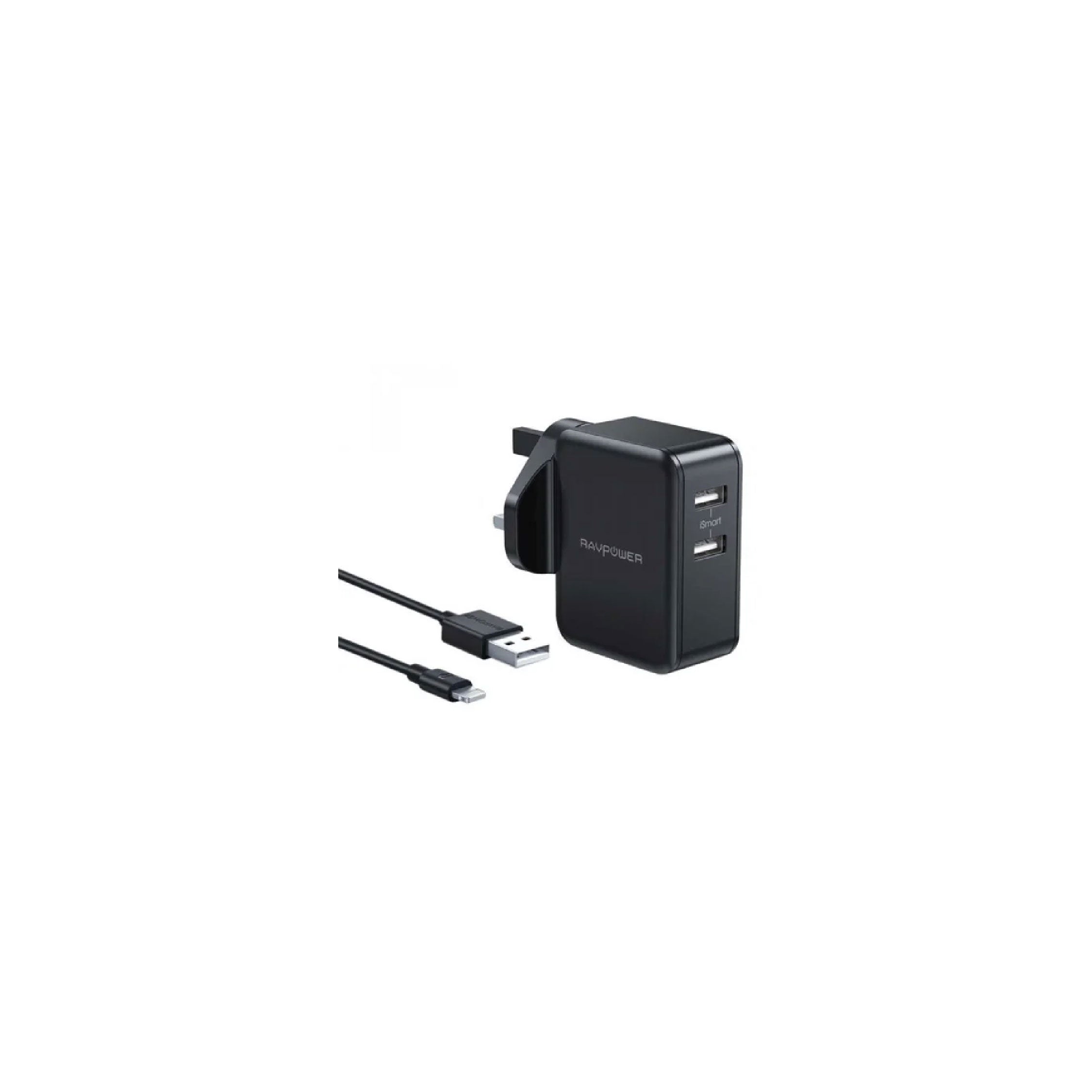 RAVPower 2-Port  Wall Charger 2.4A USB Ports Power Delivery-1m Lightning MFi Cab