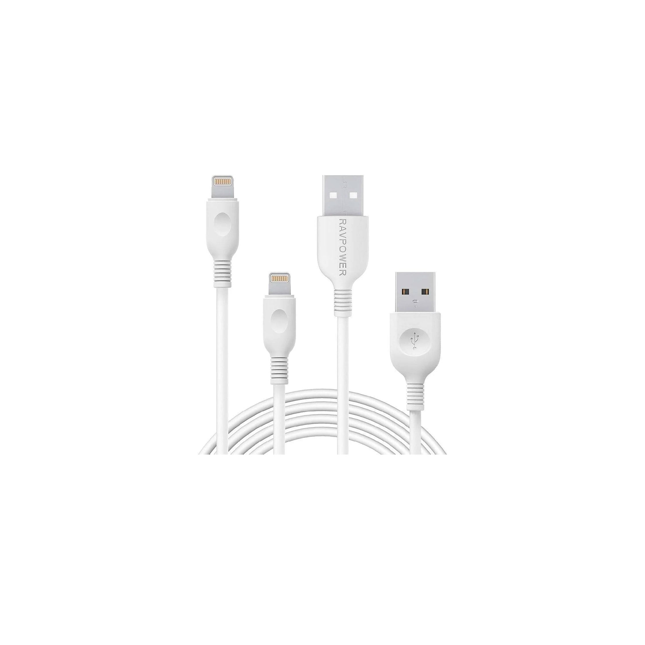 RAVPower 2 Pack Lightning Cable - White