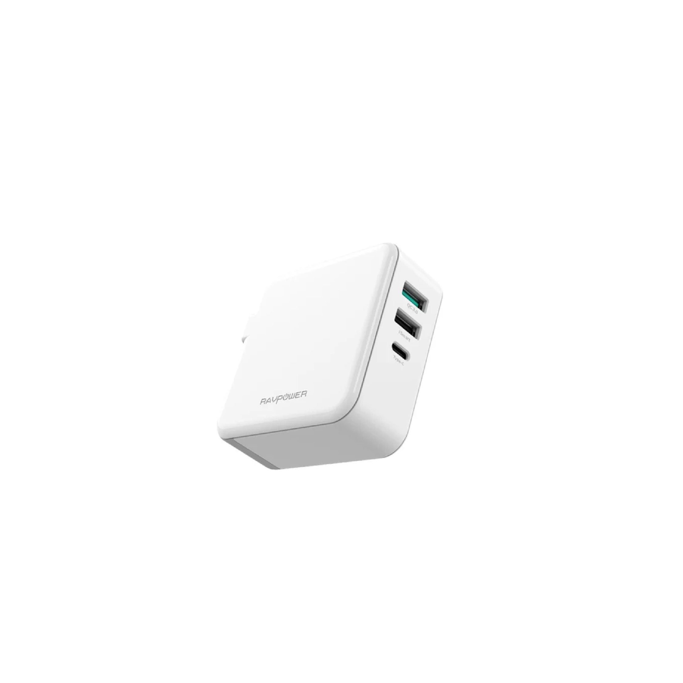 RAVPower 3-Port USB PD Wall Charger 65W+QC3.0 UK - White