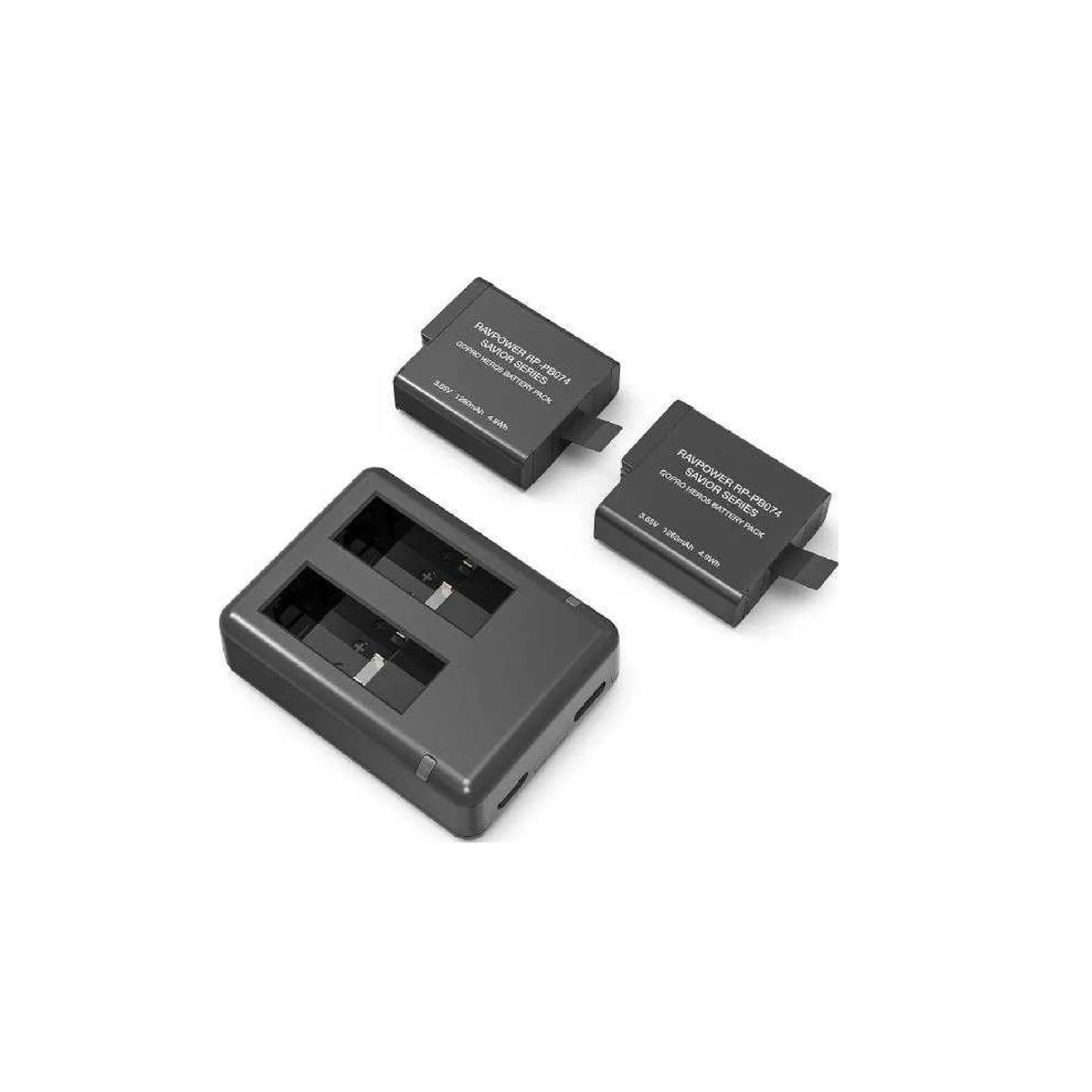 RAVPower GoPro Hero5 1260mAh BatteryX2pcs + Charger Set - Black