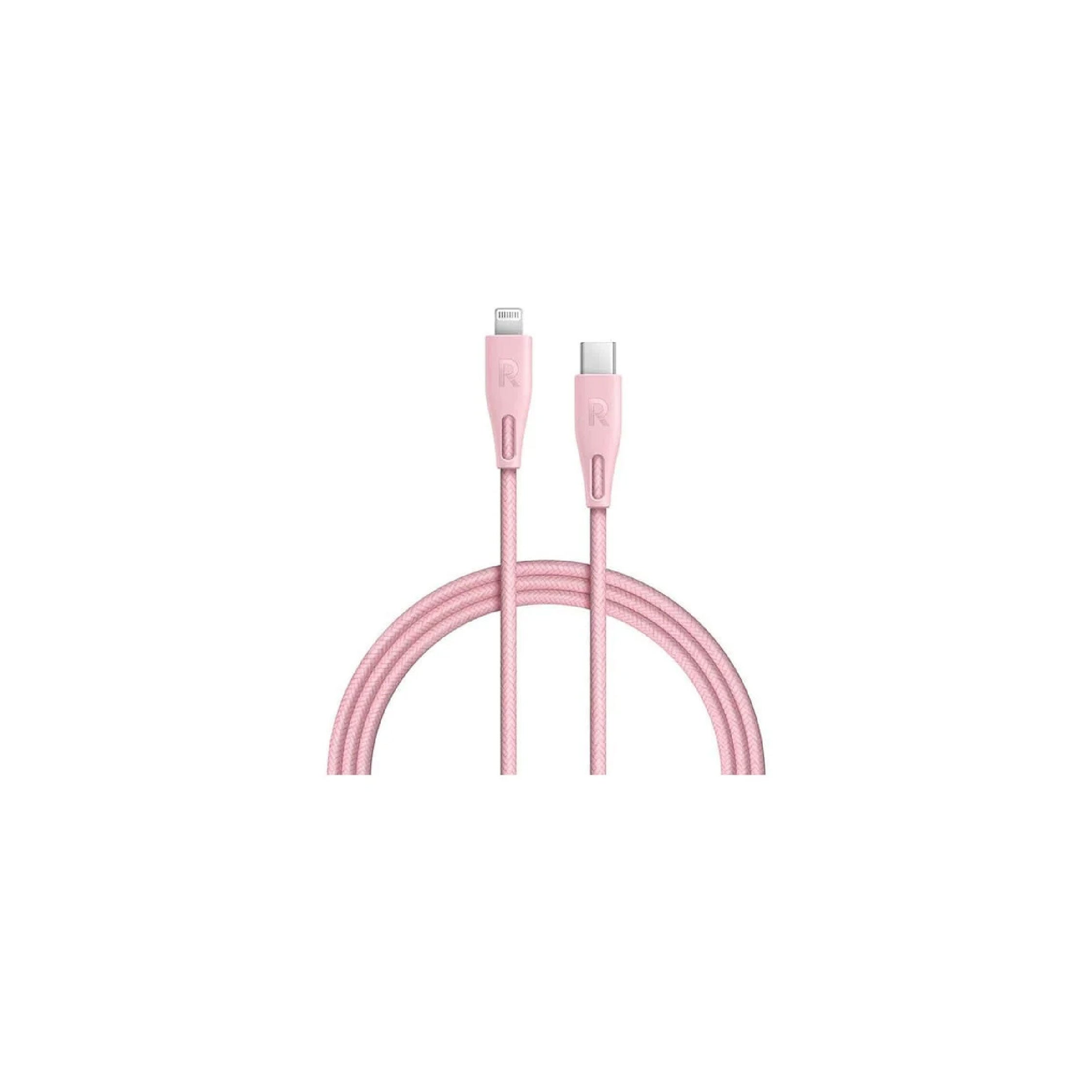 RAVPower Nylon Braided Type-C to Lightning Cable 1.2m - Pink