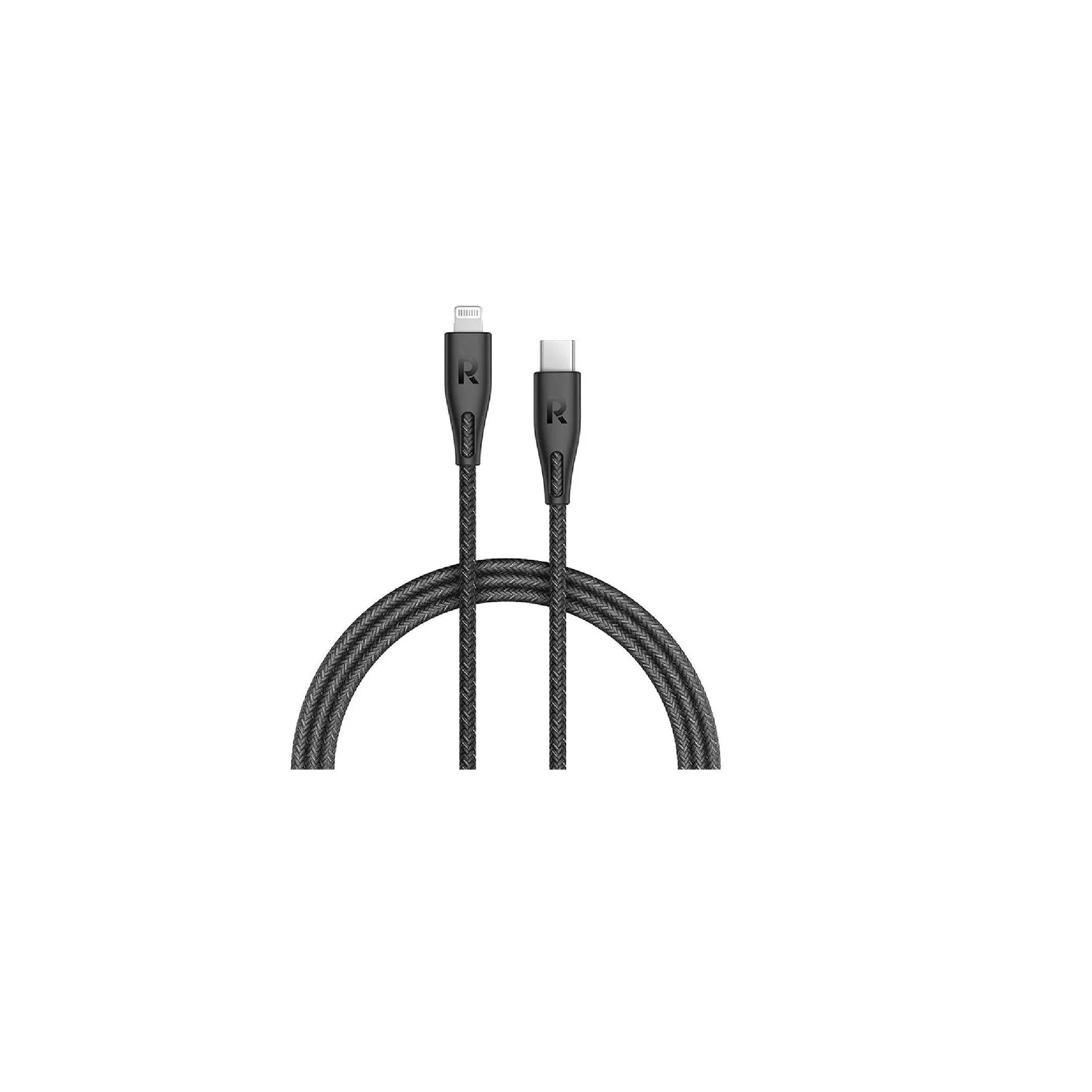 Ravpower braided nylon usb-C to lightning cable 2M - Black