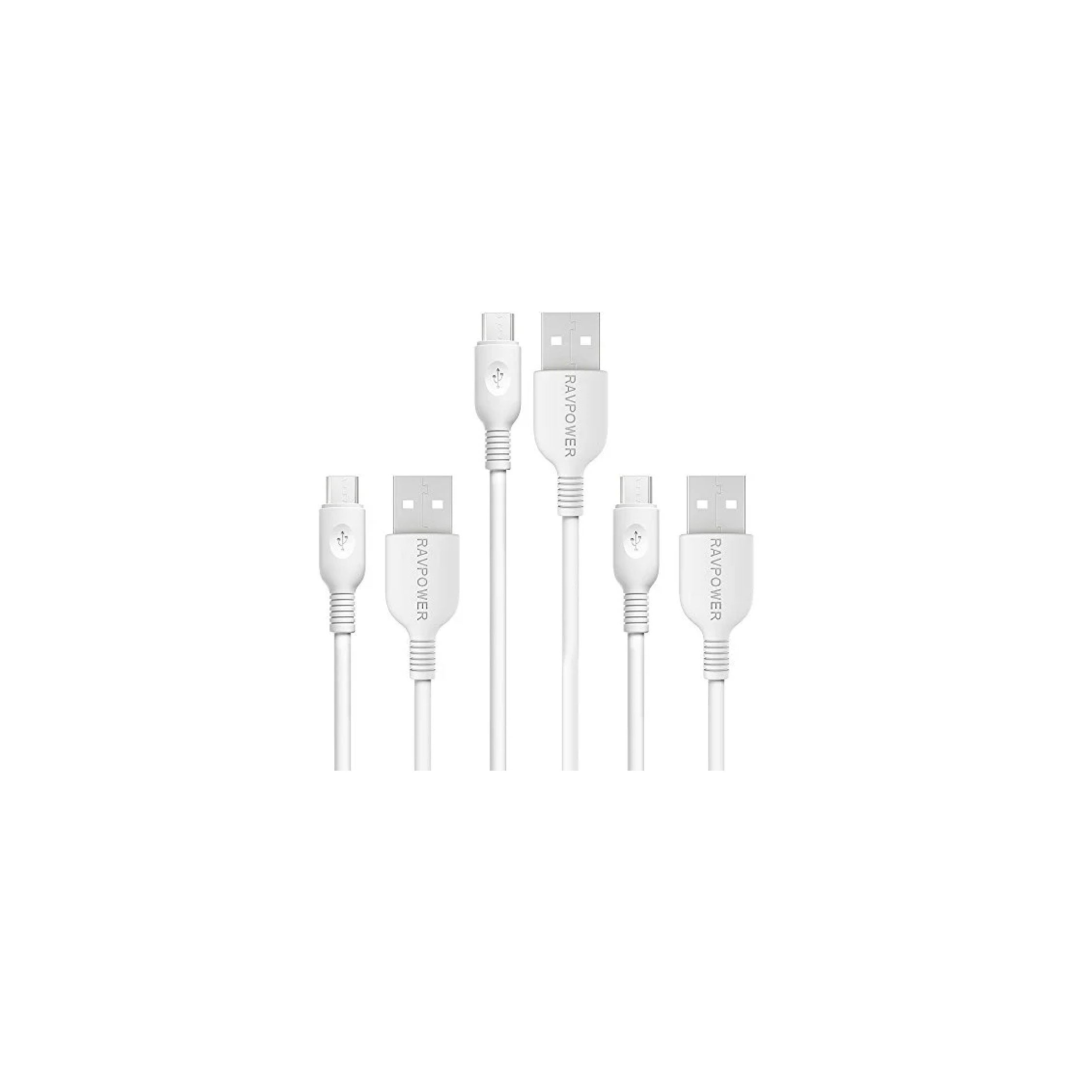 Ravpower unity M series micro-usb cable 3pcs - White