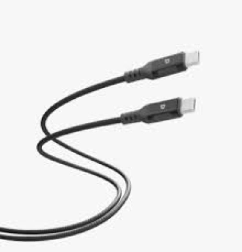 Powerology 100W USB-C to USB-C V3.1 5G Metal Plug Nylon Braided Cable 2 Meter - Dark Gre y