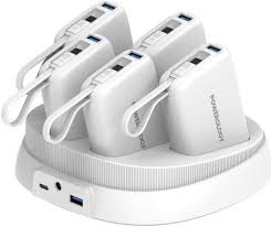 Powerology 5in1 Station 10000mAh PD 50W QC Power Bank -White