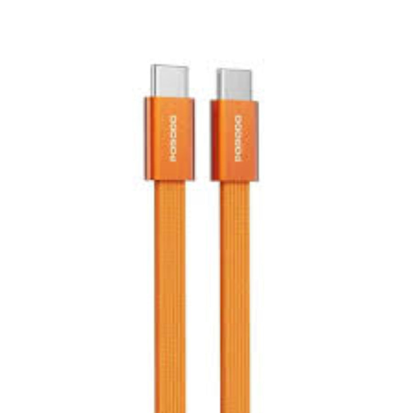 Porodo 60W Cable Braided C to C Metal Housing+Cotton Braided Slim-Orange