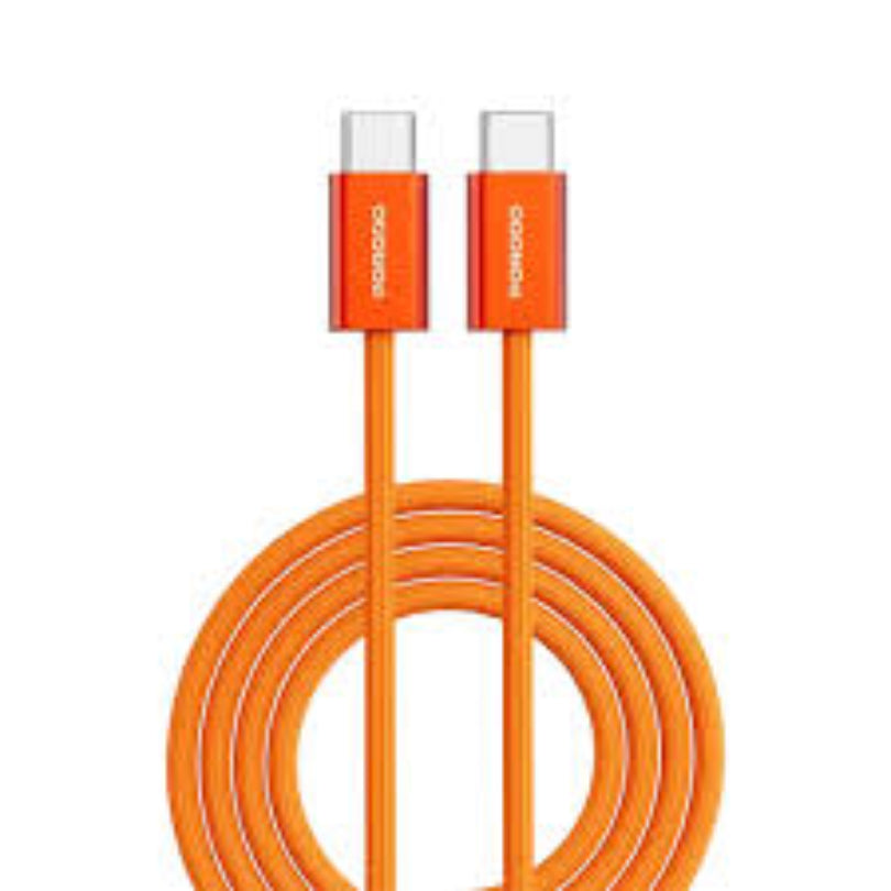 Porodo 60W Cable Braided C to C Metal Housing+Cotton Braided Round-Orange