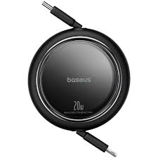 Baseus 20W Free2Pull Both-Way Retractable Type-C to Lightning Fast Charging Data Cable 1M - Black
