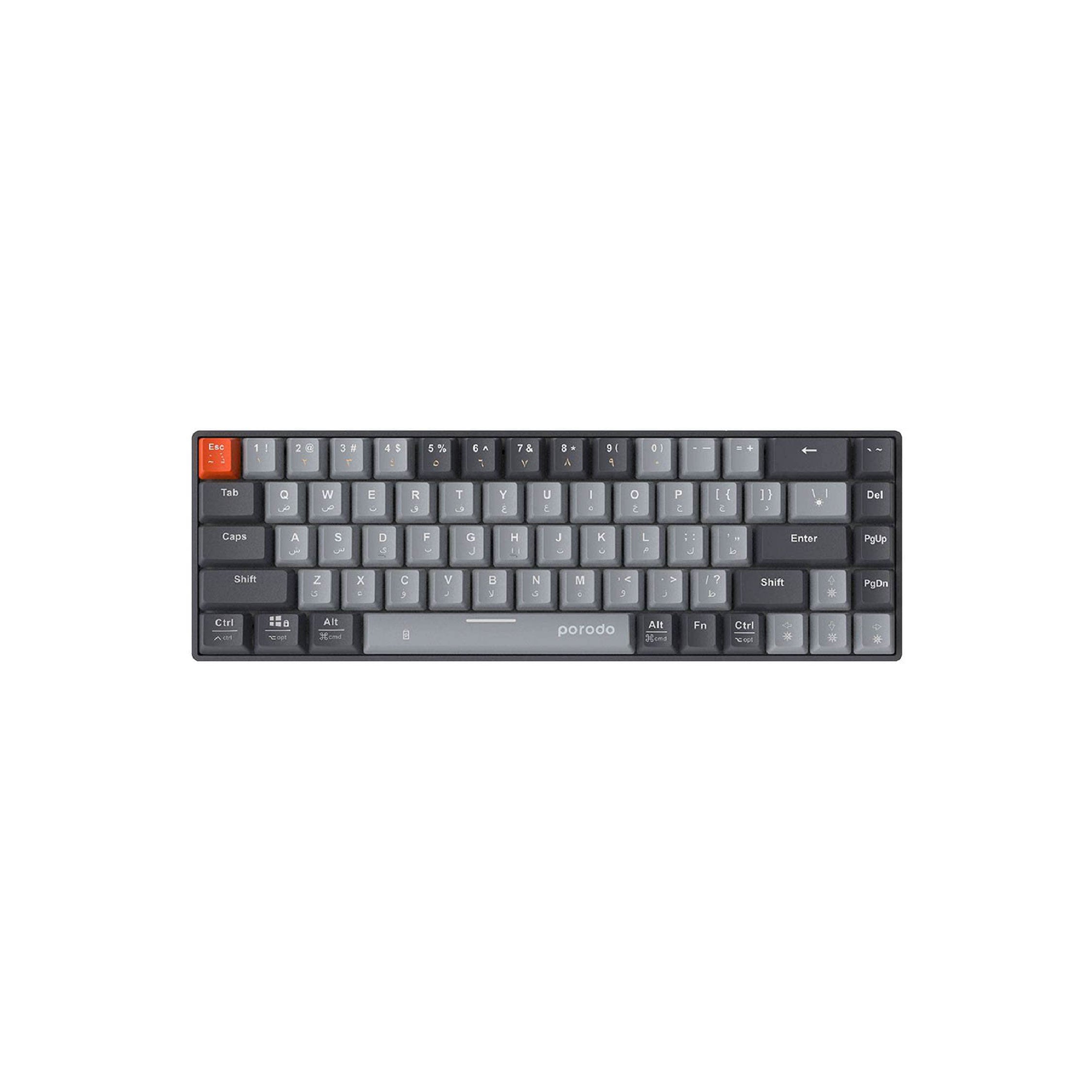 Porodo 68-Keys Wireless Mechanical Keyboard (English/Arabic)