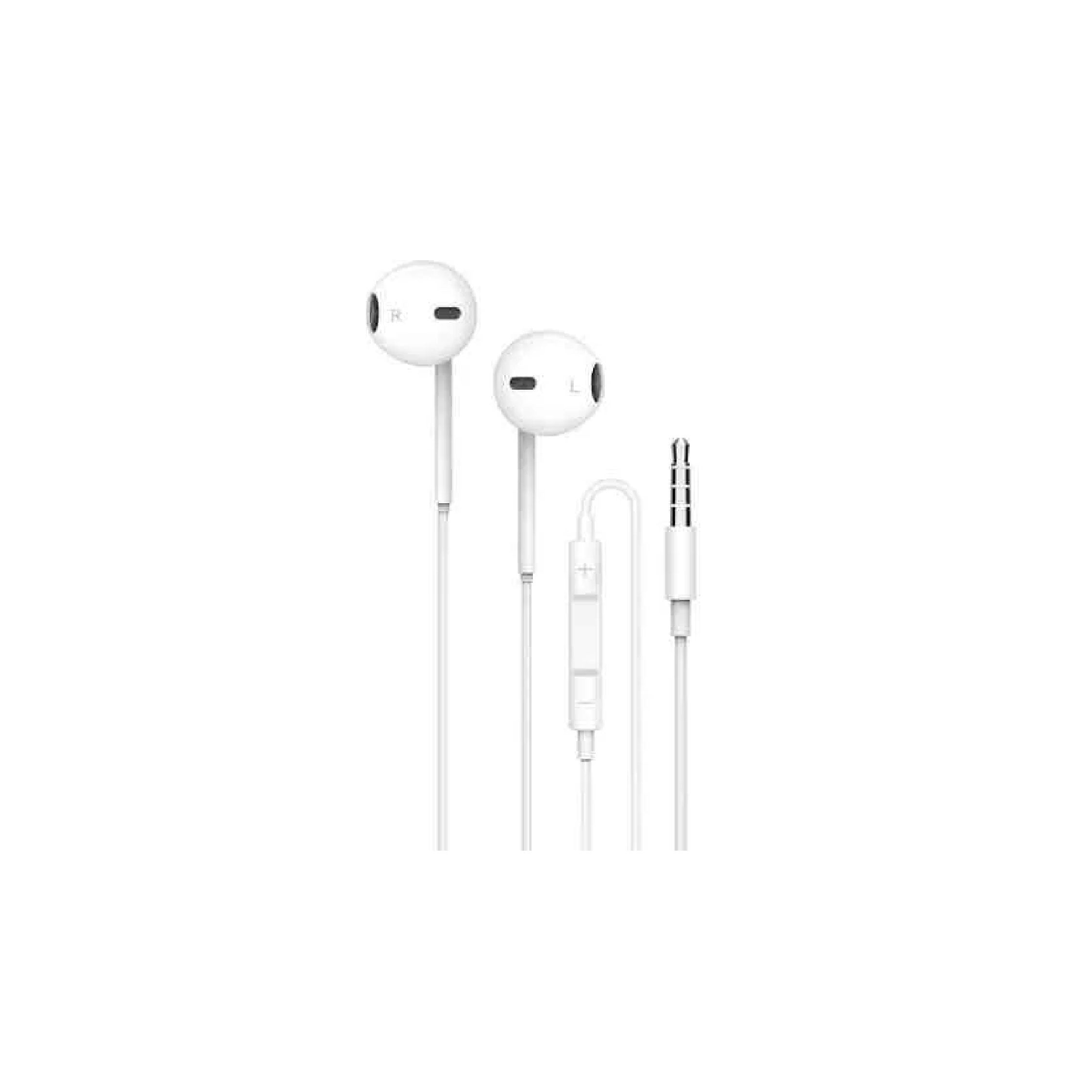 Porodo Soundtec Stereo Earphones 3.5mm with High-Clarify Mic - White