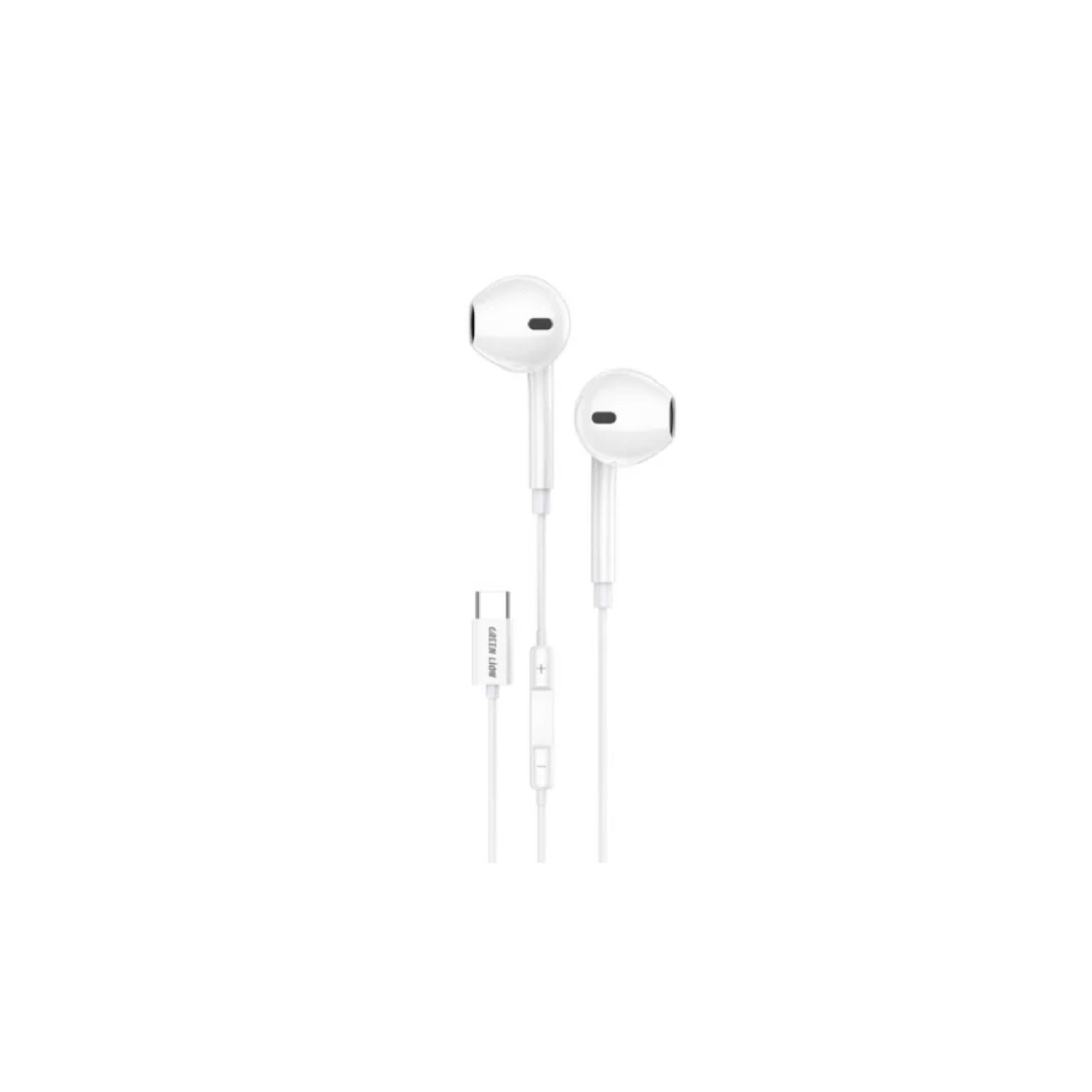 Green Lion Stereo Earphones Type -C - White