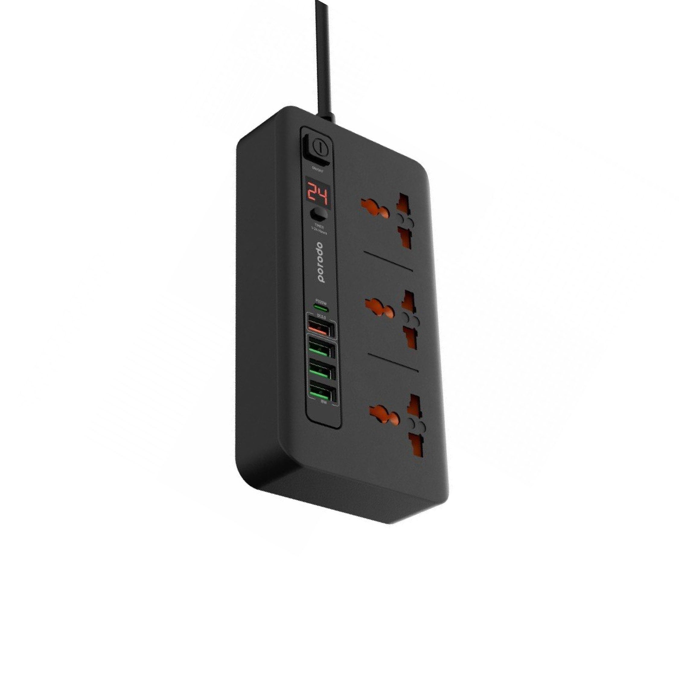 Porodo Extension Multi-Port- Black