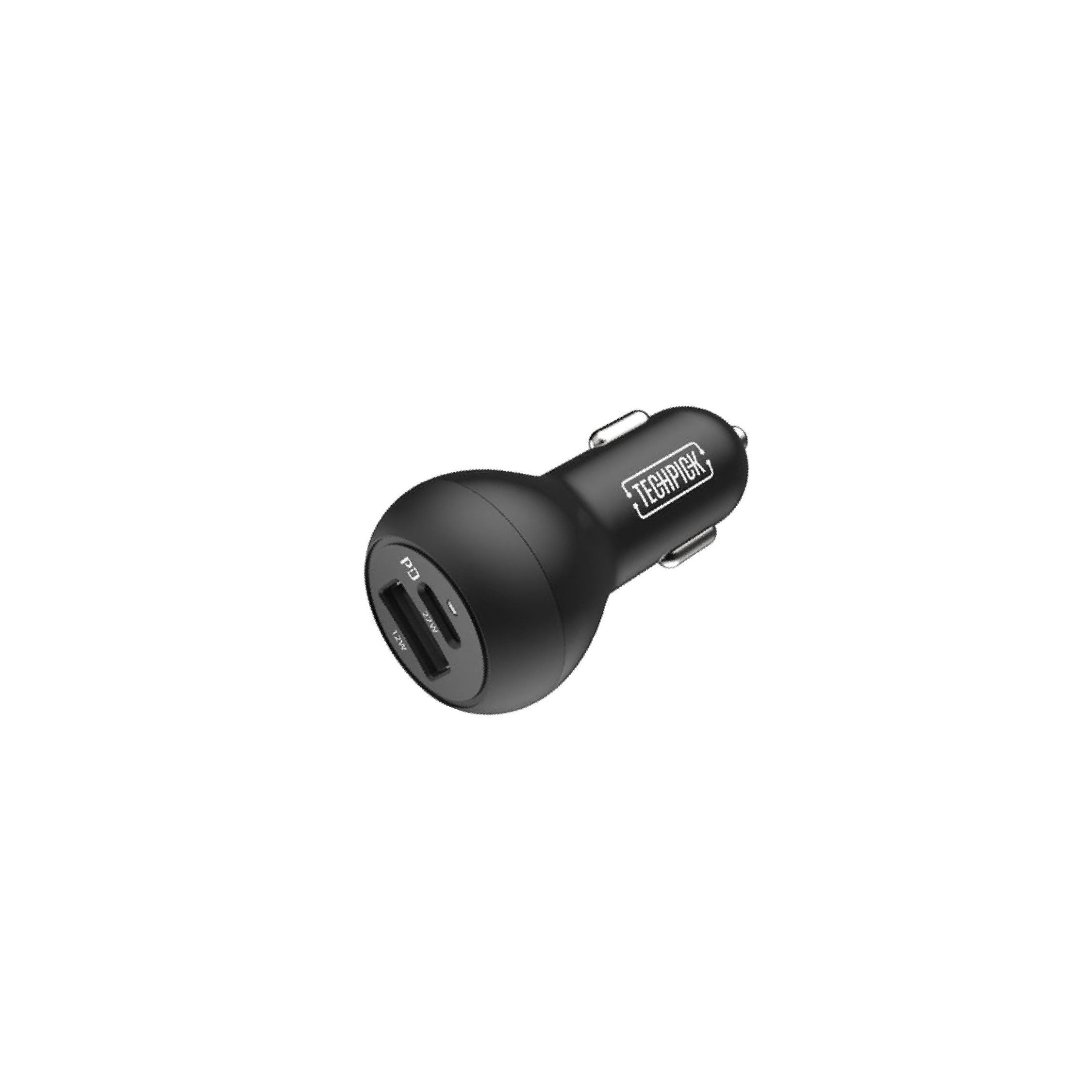 Techpick Dual 27W USB-C +12W Car Charger-Black