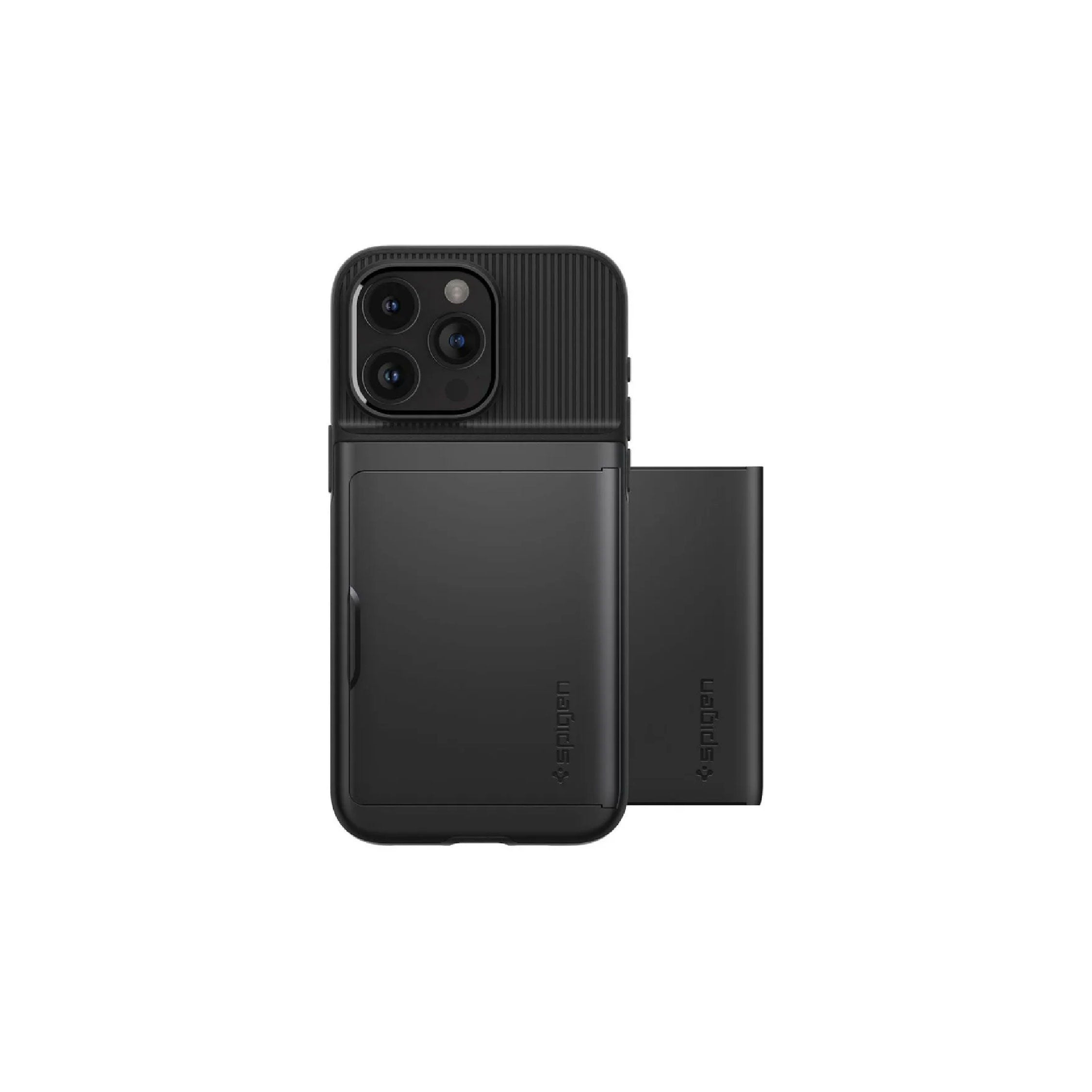 Spigen iPhone 15 pro cover with wallet-Black