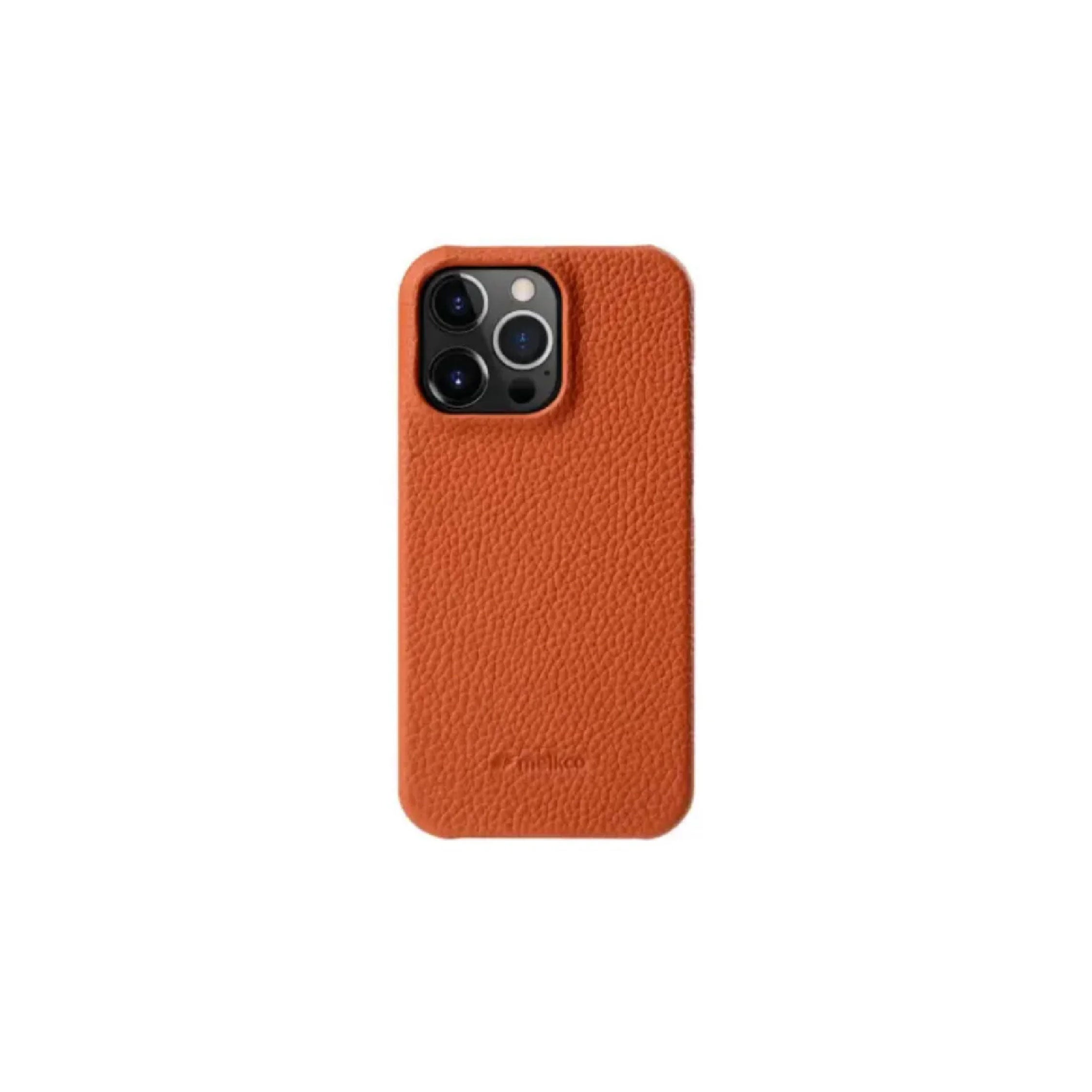 Melkco handmade leather orange cover -  iPhone 13 Pro