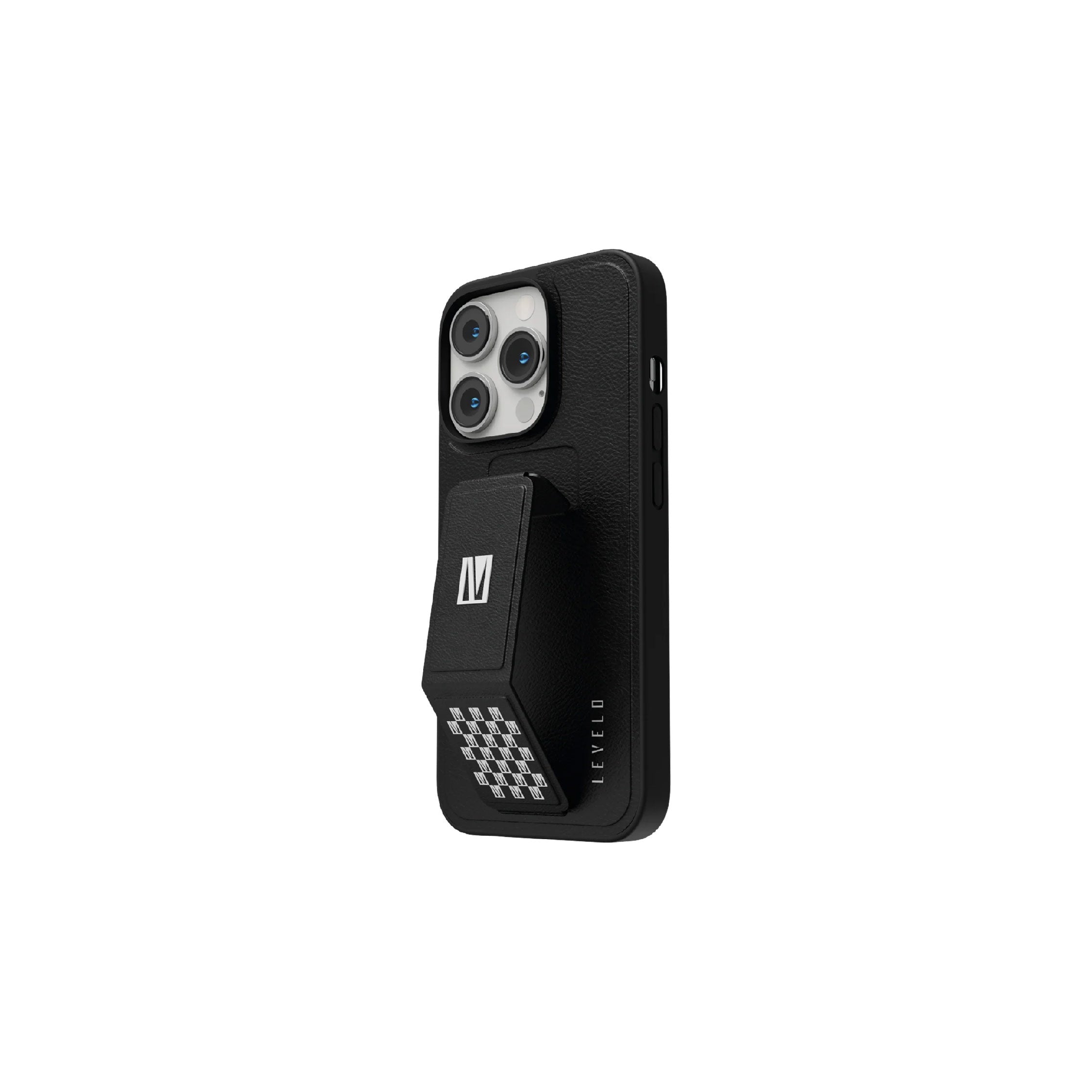 Levelo Morphix Gripstand PU Leather Case For iPhone 14 Pro black