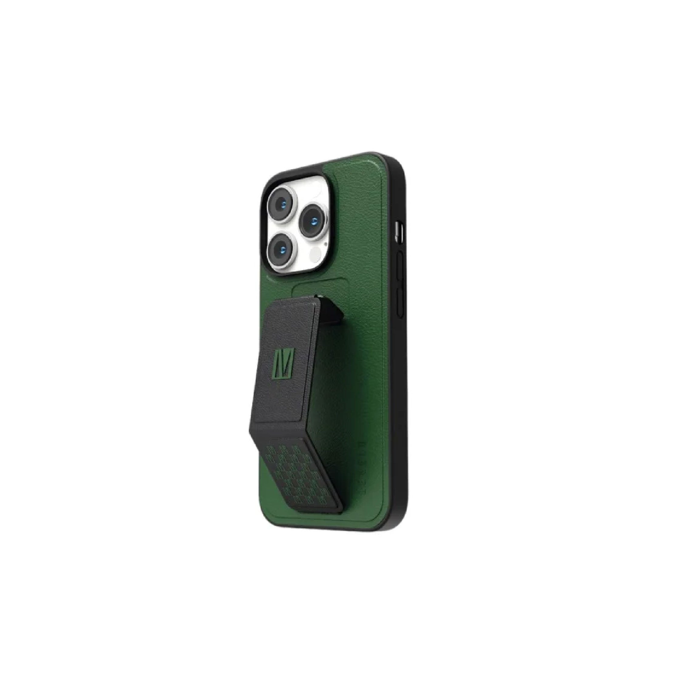 Levelo Morphix Gripstand PU Leather Case For iPhone 14 Pro forest green